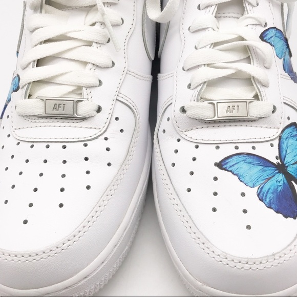 Nike Air Force 1 Custom Blue Butterfly Edition Size‎ 10 - Picture 9 of 11